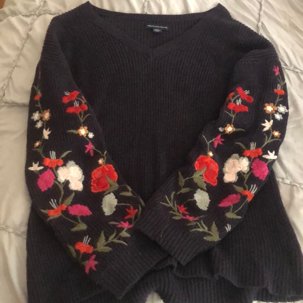Dark purple floral sweater